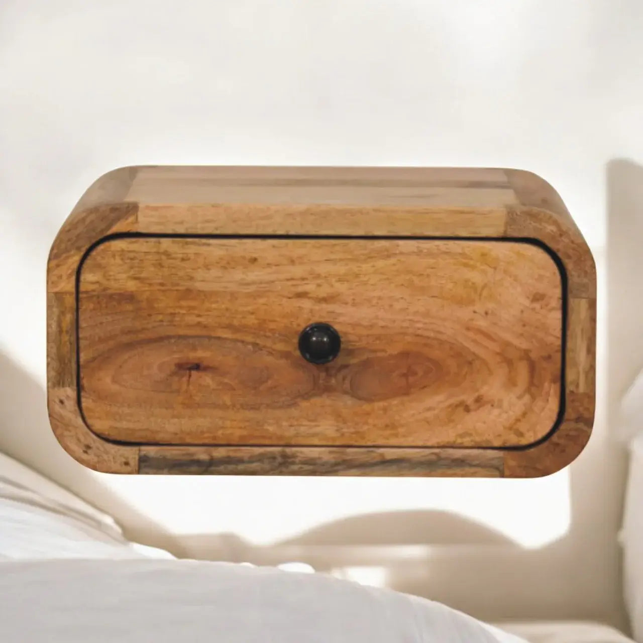 Avora Mini Wall-Mounted Oak-ish 1 Drawer Nightstand - Artisan Furniture - Flyclothing LLC