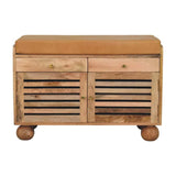 Shutter Oak-ish Shoe Rack with 2 drawers - Artisan Furniture - Flyclothing LLC