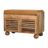 Shutter Oak-ish Shoe Rack with 2 drawers - Artisan Furniture - Flyclothing LLC