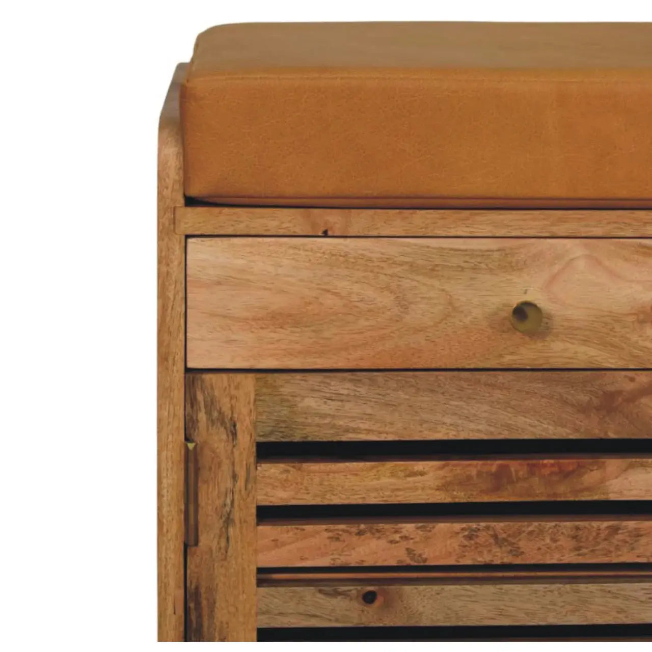 Shutter Oak-ish Shoe Rack with 2 drawers - Artisan Furniture - Flyclothing LLC