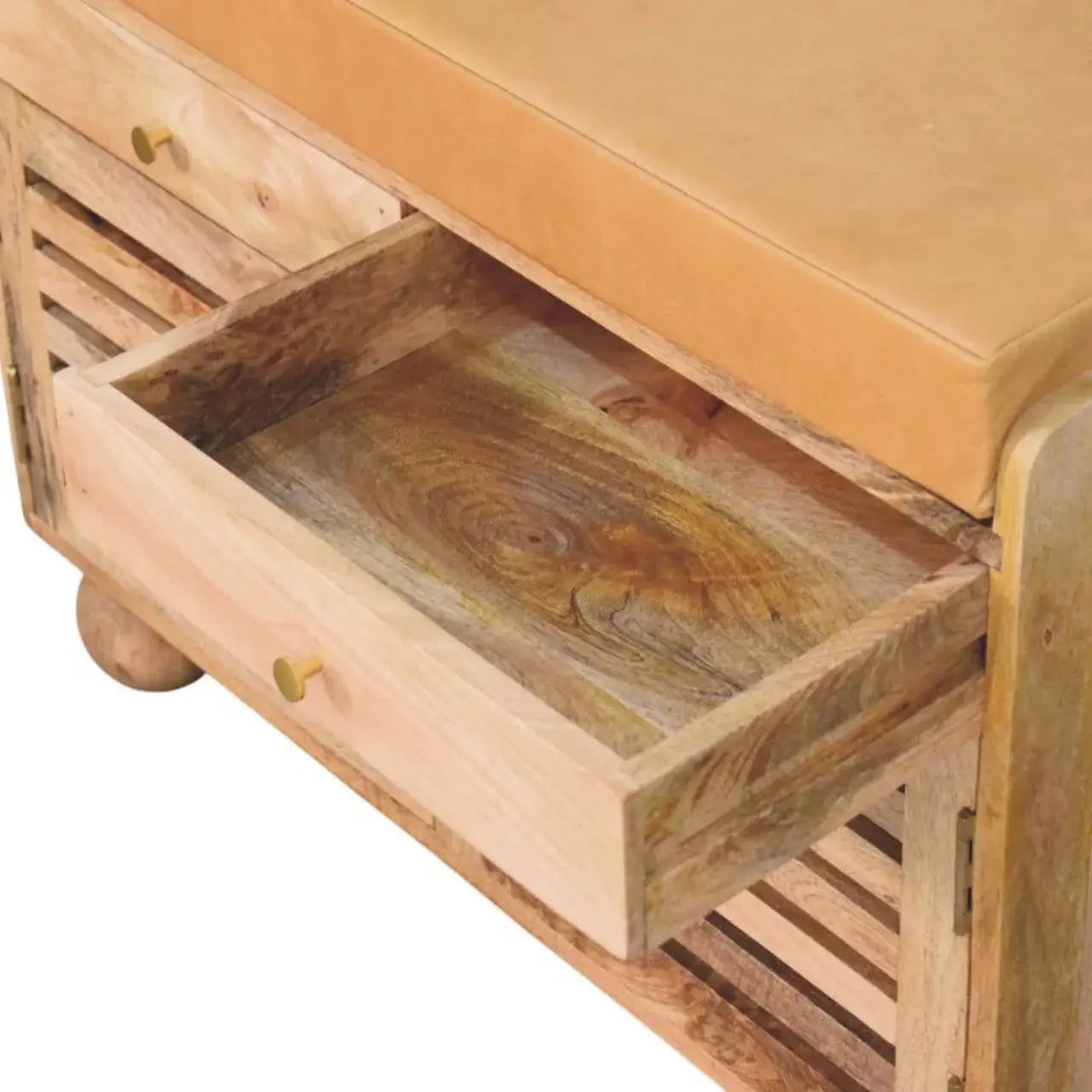 Shutter Oak-ish Shoe Rack with 2 drawers - Artisan Furniture - Flyclothing LLC
