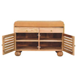 Shutter Oak-ish Shoe Rack with 2 drawers - Artisan Furniture - Flyclothing LLC