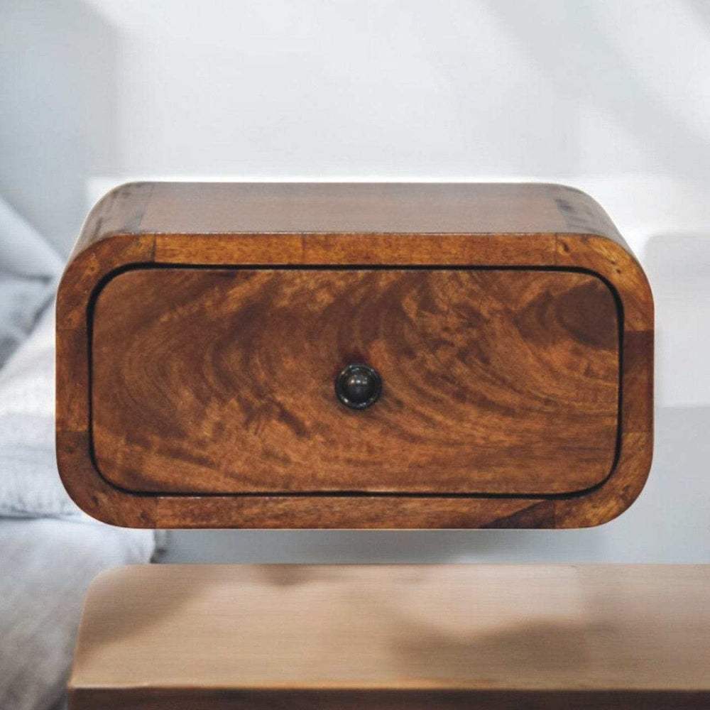 Avora Mini Wall-Mounted Chestnut 1 Drawer Nightstand - Artisan Furniture - Flyclothing LLC