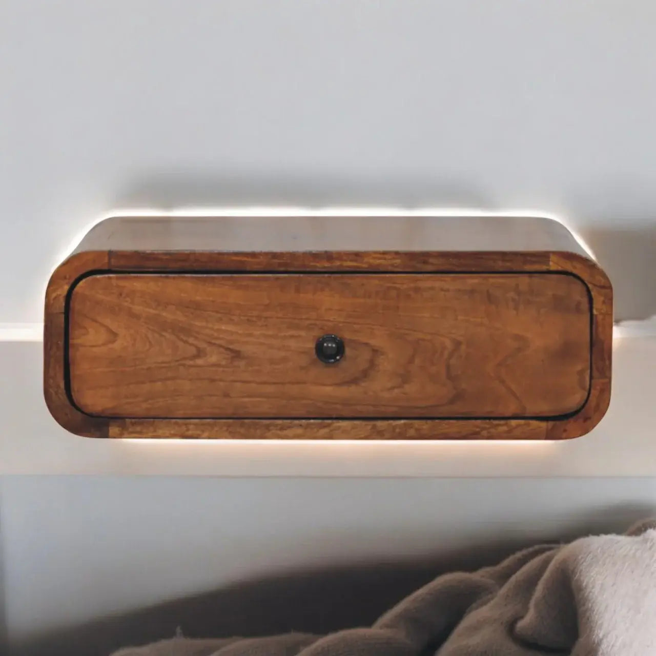 Avora Wall-Mounted Honey Caramel 1 Drawer Nightstand - Artisan Furniture - Flyclothing LLC