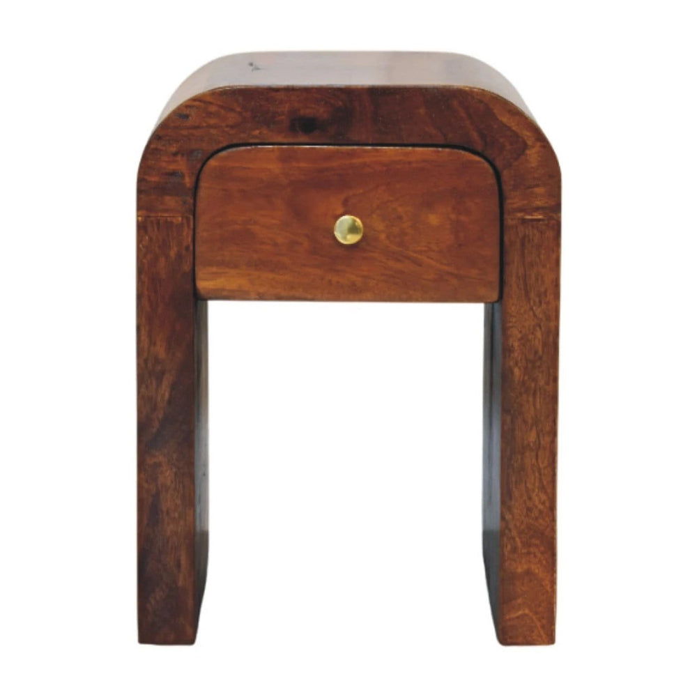 Mini Darcy Chestnut Nightstand with Curved Edges - Artisan Furniture