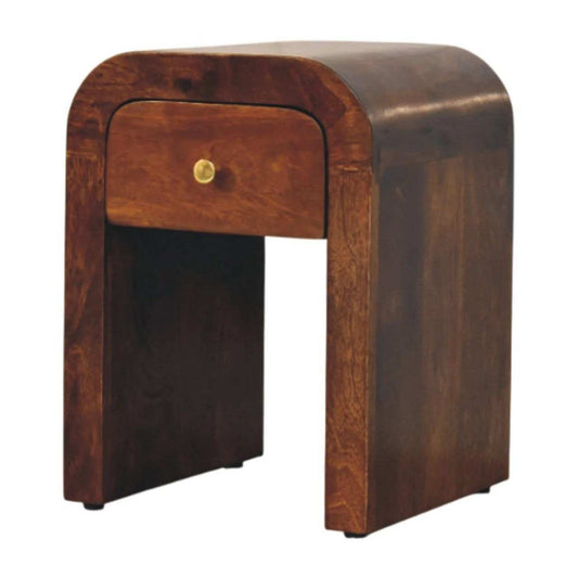 Mini Darcy Chestnut Nightstand with Curved Edges - Artisan Furniture - Flyclothing LLC
