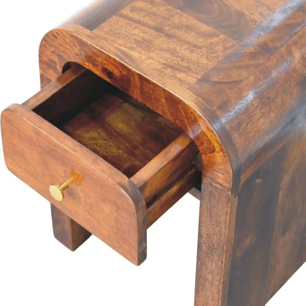 Mini Darcy Chestnut Nightstand with Curved Edges - Artisan Furniture - Flyclothing LLC