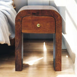 Mini Darcy Chestnut Nightstand with Curved Edges - Artisan Furniture - Flyclothing LLC
