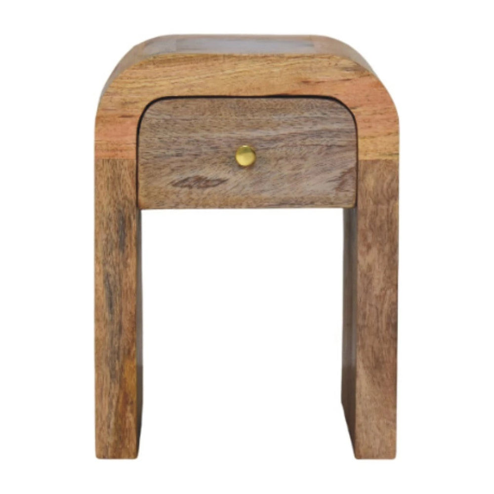 Mini Darcy Oak-ish Nightstand with Curved Edges - Artisan Furniture