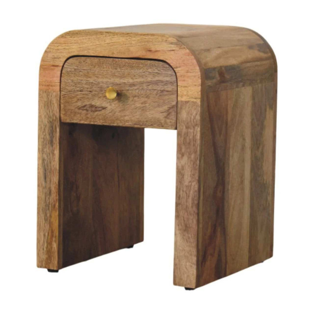Mini Darcy Oak-ish Nightstand with Curved Edges - Artisan Furniture - Flyclothing LLC
