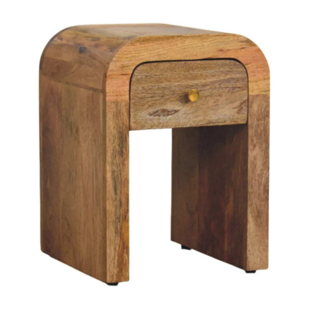 Mini Darcy Oak-ish Nightstand with Curved Edges - Artisan Furniture - Flyclothing LLC