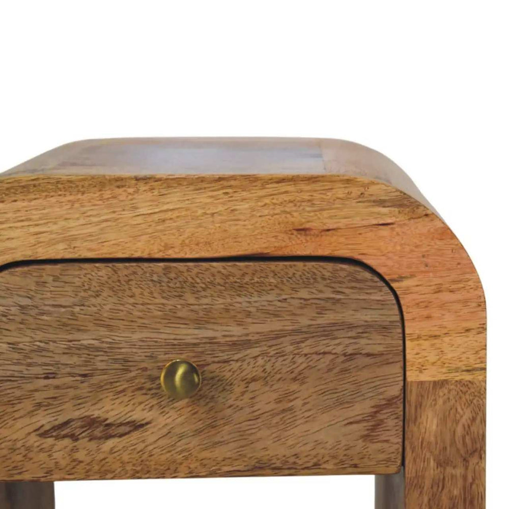 Mini Darcy Oak-ish Nightstand with Curved Edges - Artisan Furniture - Flyclothing LLC