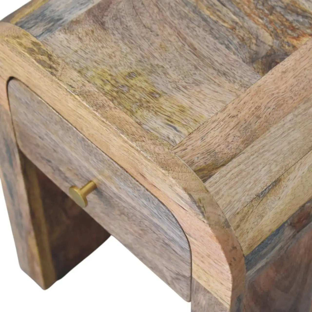 Mini Darcy Oak-ish Nightstand with Curved Edges - Artisan Furniture - Flyclothing LLC