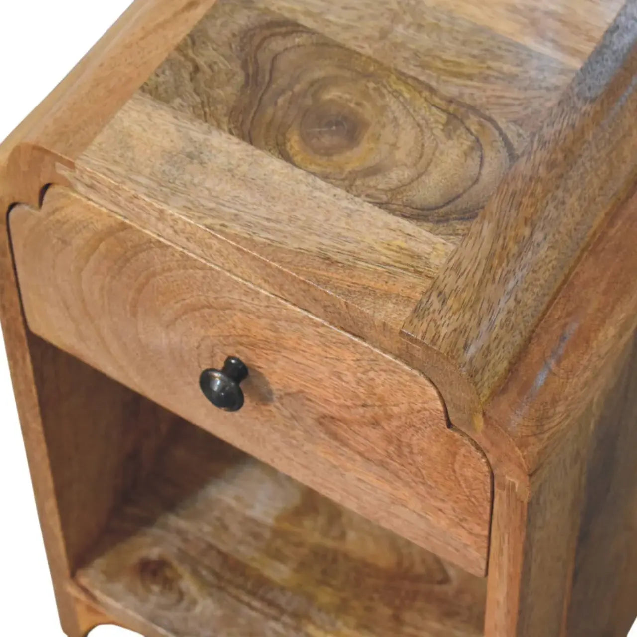 Newton Mini Oak-ish Nightstand with a drawer and open shelf - Artisan Furniture - Flyclothing LLC