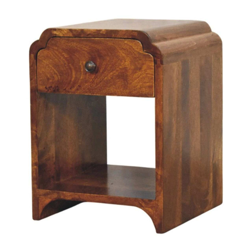 Newton Mini Chestnut Nightstand with a drawer and open shelf - Artisan Furniture - Flyclothing LLC