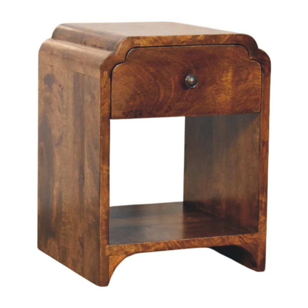 Newton Mini Chestnut Nightstand with a drawer and open shelf - Artisan Furniture - Flyclothing LLC