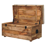 Beige Buffalo hide leather Storage Trunk - Artisan Furniture - Flyclothing LLC