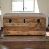 Beige Buffalo hide leather Storage Trunk - Artisan Furniture - Flyclothing LLC