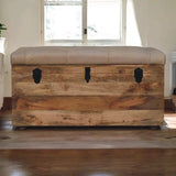 Beige Buffalo hide leather Storage Trunk - Artisan Furniture - Flyclothing LLC