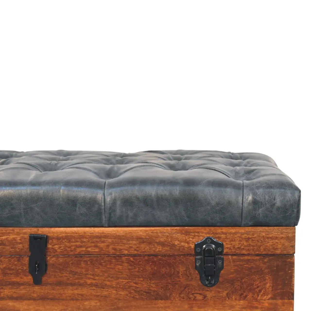 Black Buffalo hide leather Storage Trunk - Artisan Furniture - Flyclothing LLC