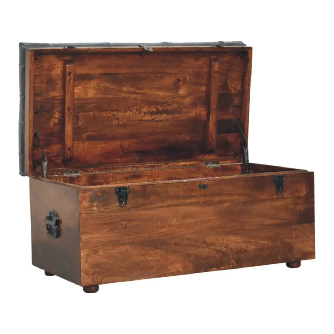 Black Buffalo hide leather Storage Trunk - Artisan Furniture - Flyclothing LLC