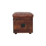 Brown Buffalo hide leather Storage Trunk - Artisan Furniture - Flyclothing LLC