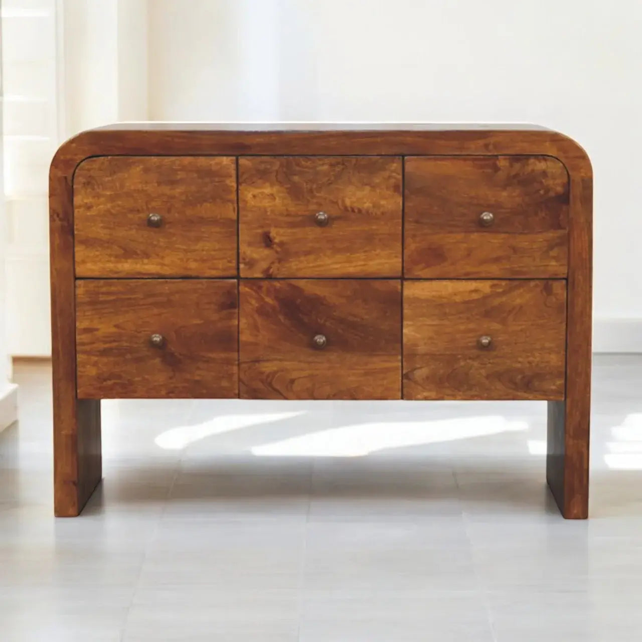 Darcy 3 over 3 Drawer Chest in Chestnut Finish - Artisan Furniture - Flyclothing LLC