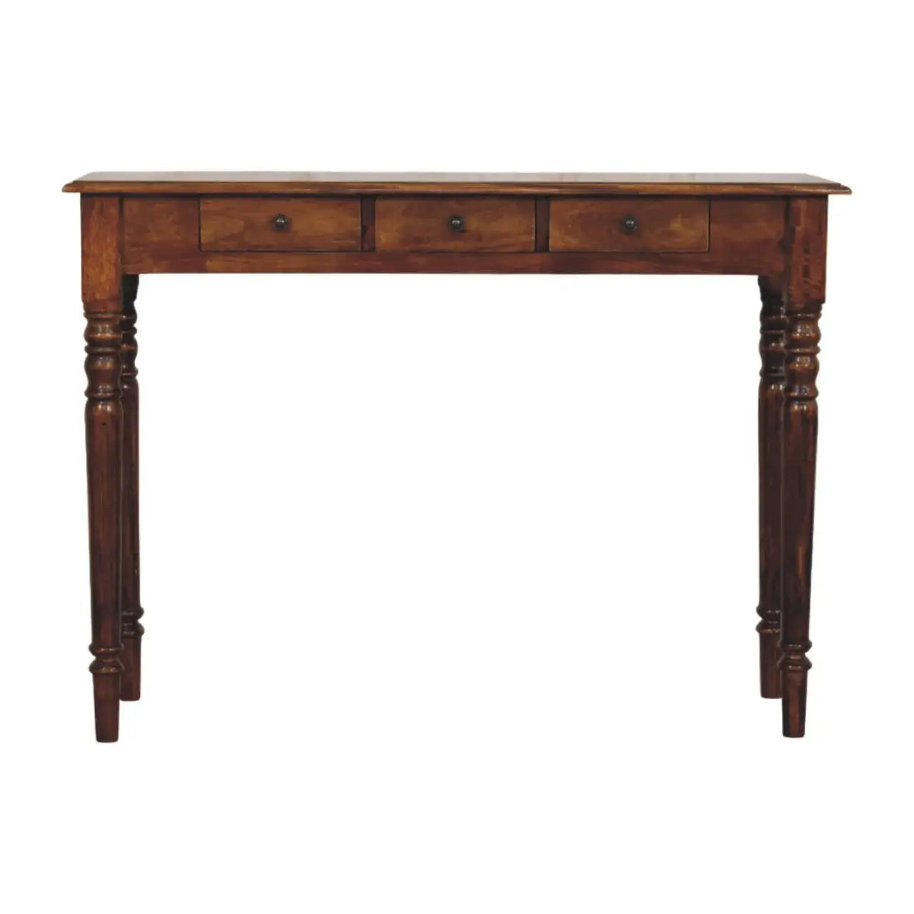Turned Legs 3 Drawer Chestnut Console - Artisan Furniture - Flyclothing LLC