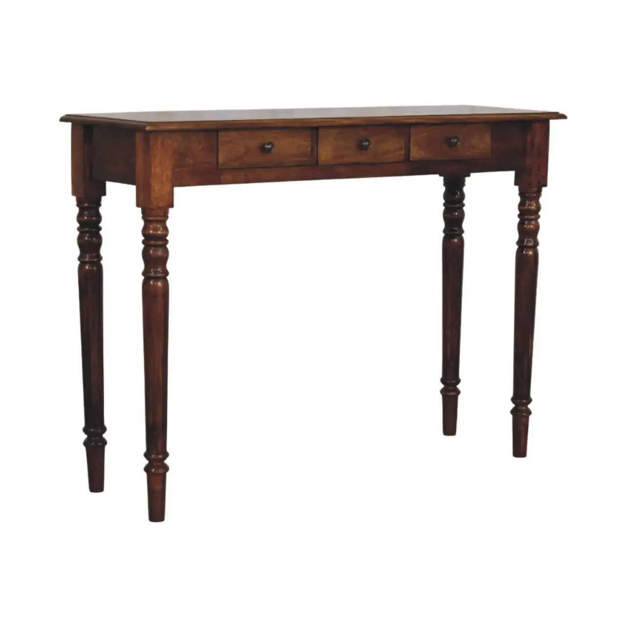 Turned Legs 3 Drawer Chestnut Console - Artisan Furniture - Flyclothing LLC