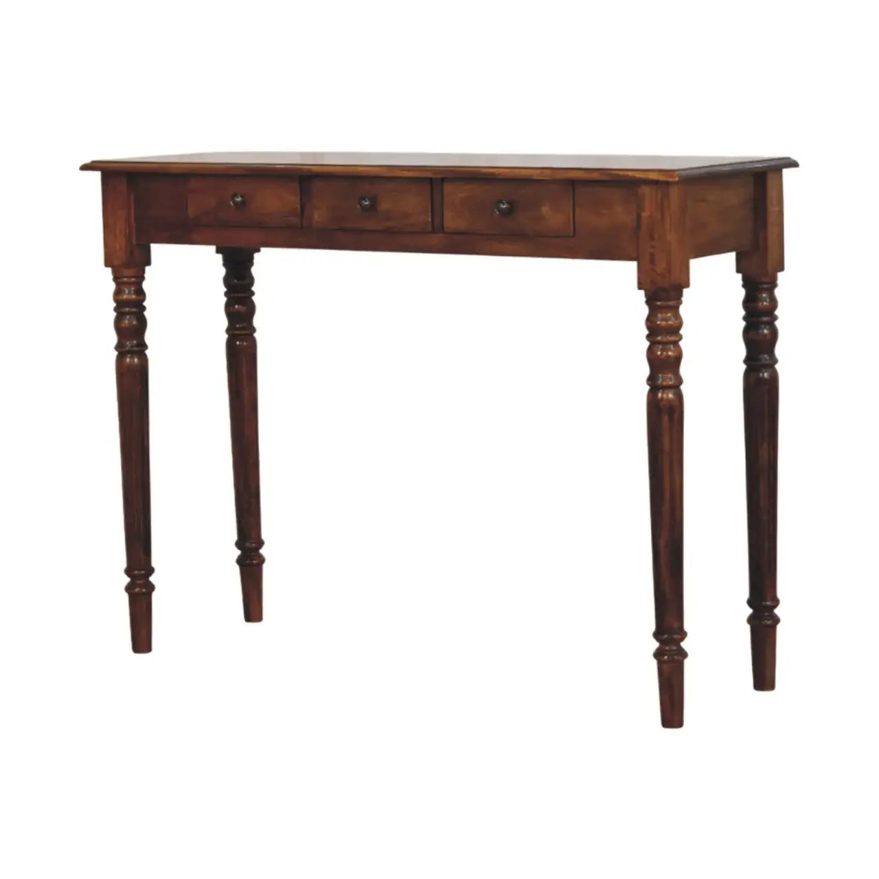 Turned Legs 3 Drawer Chestnut Console - Artisan Furniture - Flyclothing LLC