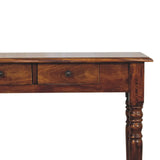 Turned Legs 3 Drawer Chestnut Console - Artisan Furniture - Flyclothing LLC