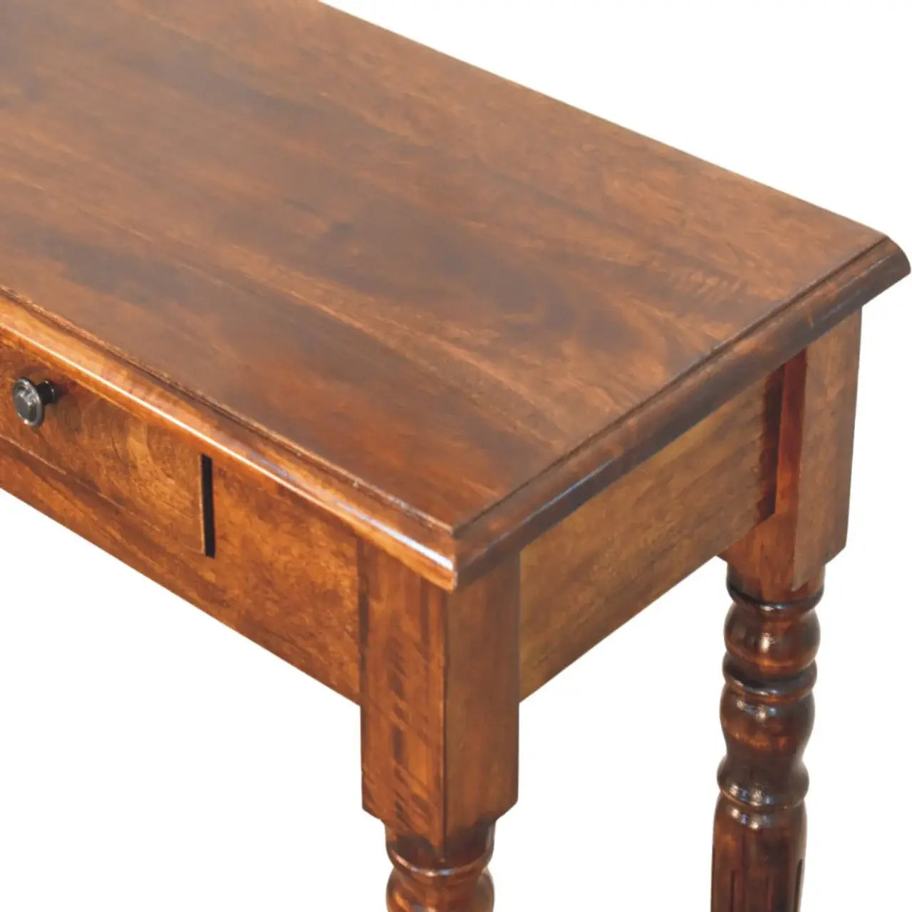 Turned Legs 3 Drawer Chestnut Console - Artisan Furniture - Flyclothing LLC