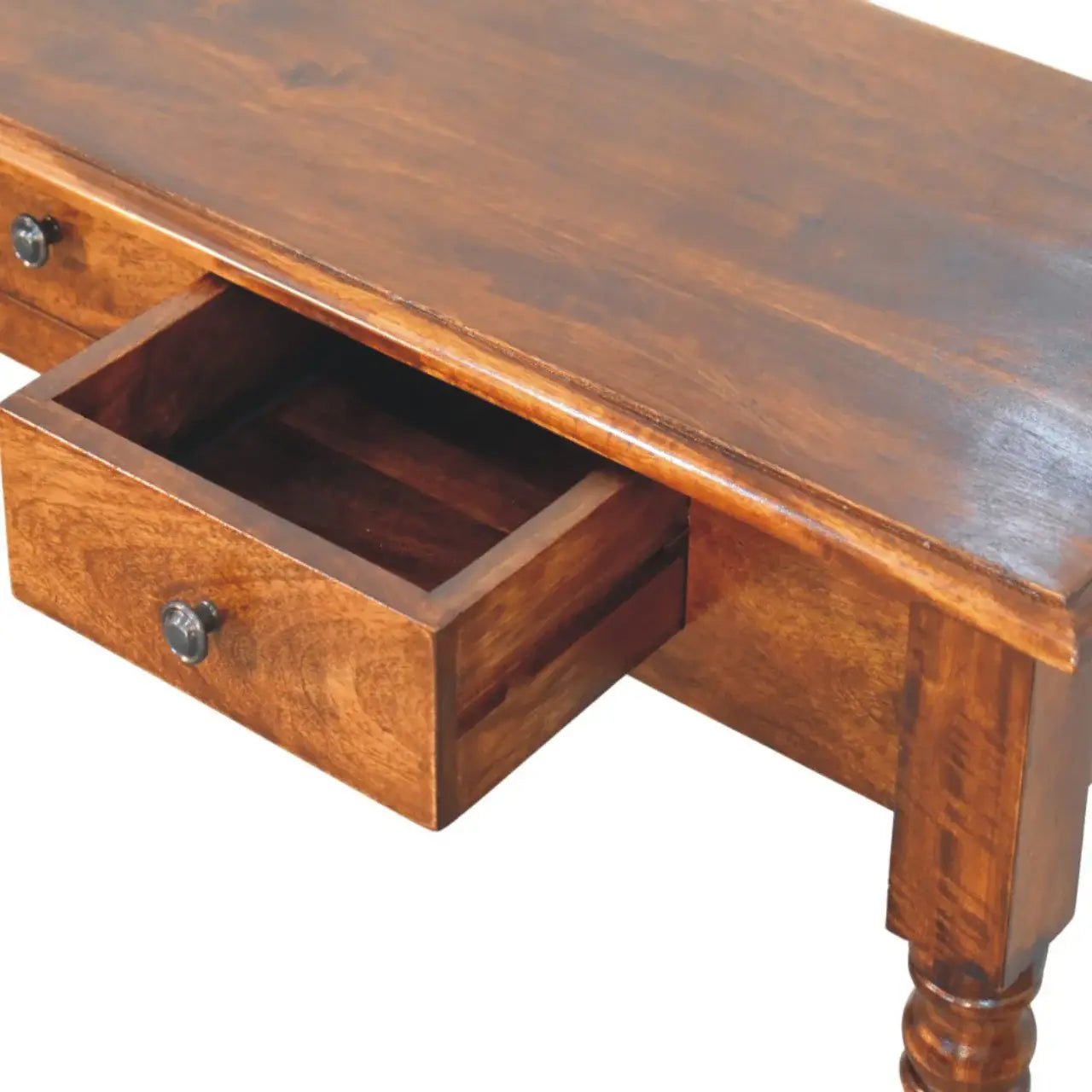 Turned Legs 3 Drawer Chestnut Console - Artisan Furniture - Flyclothing LLC