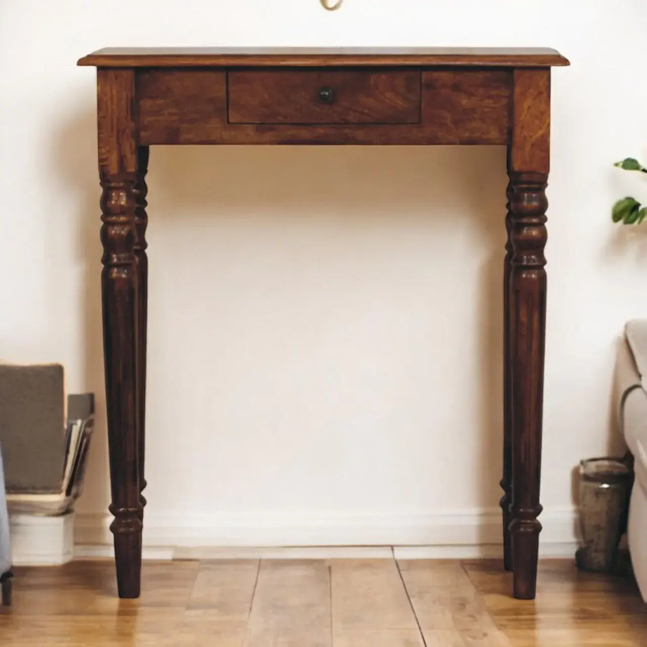 Turned Legs 1 Drawer Chestnut Console - Artisan Furniture - Flyclothing LLC