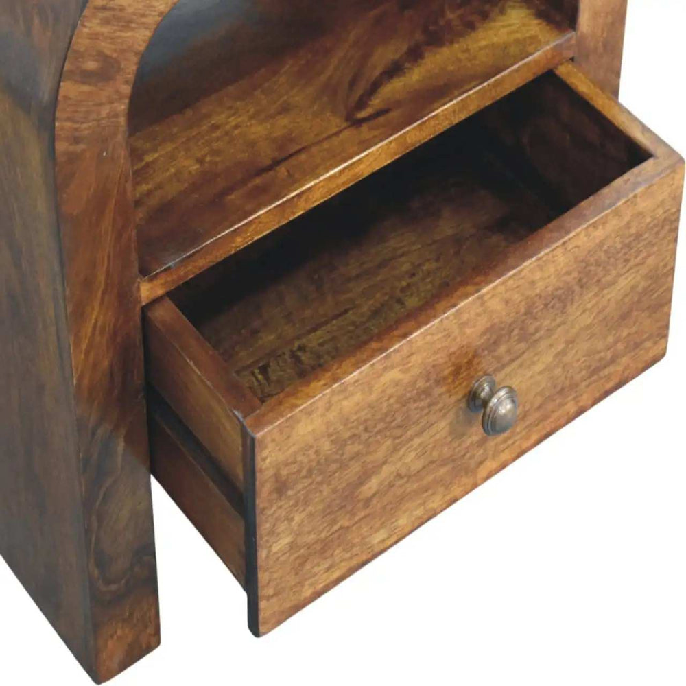 Darcy Chestnut Nightstand with Drawer and open shelf - Artisan Furniture - Flyclothing LLC
