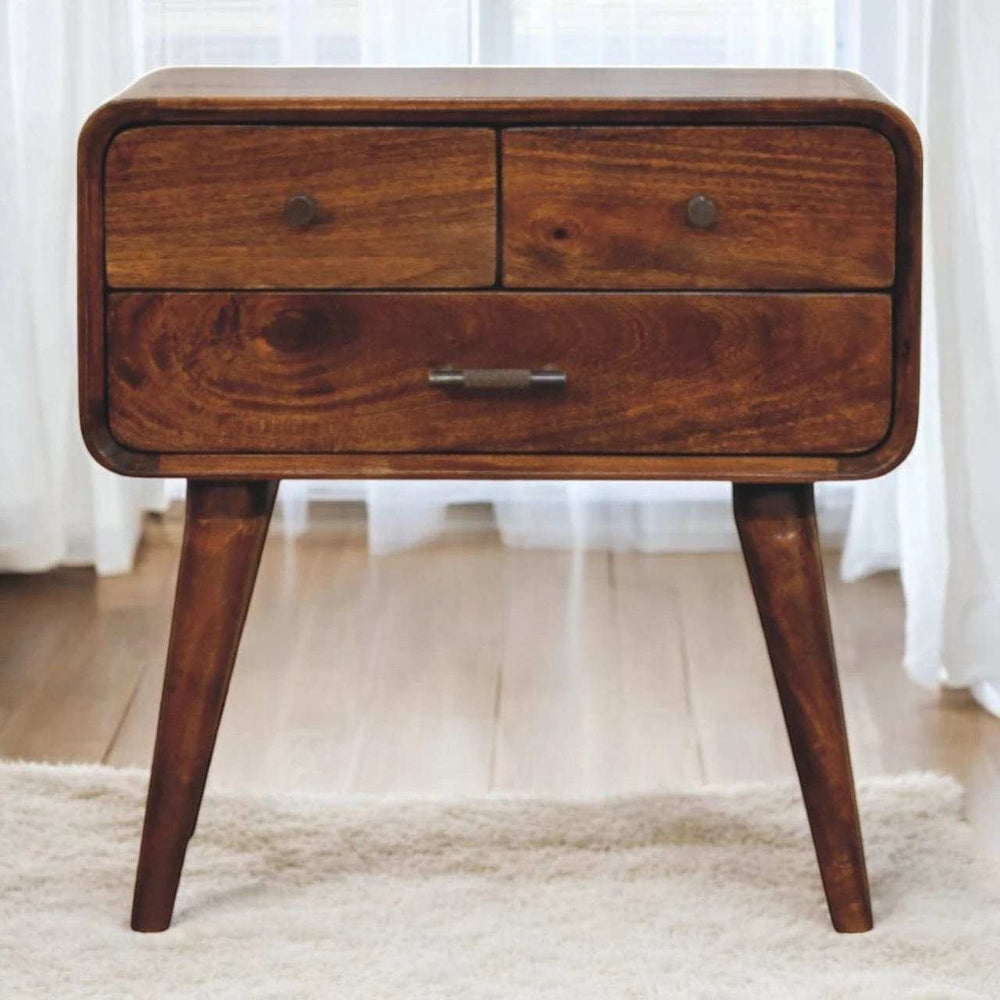 Avora 3-Drawer Chestnut Nightstand - Artisan Furniture - Flyclothing LLC