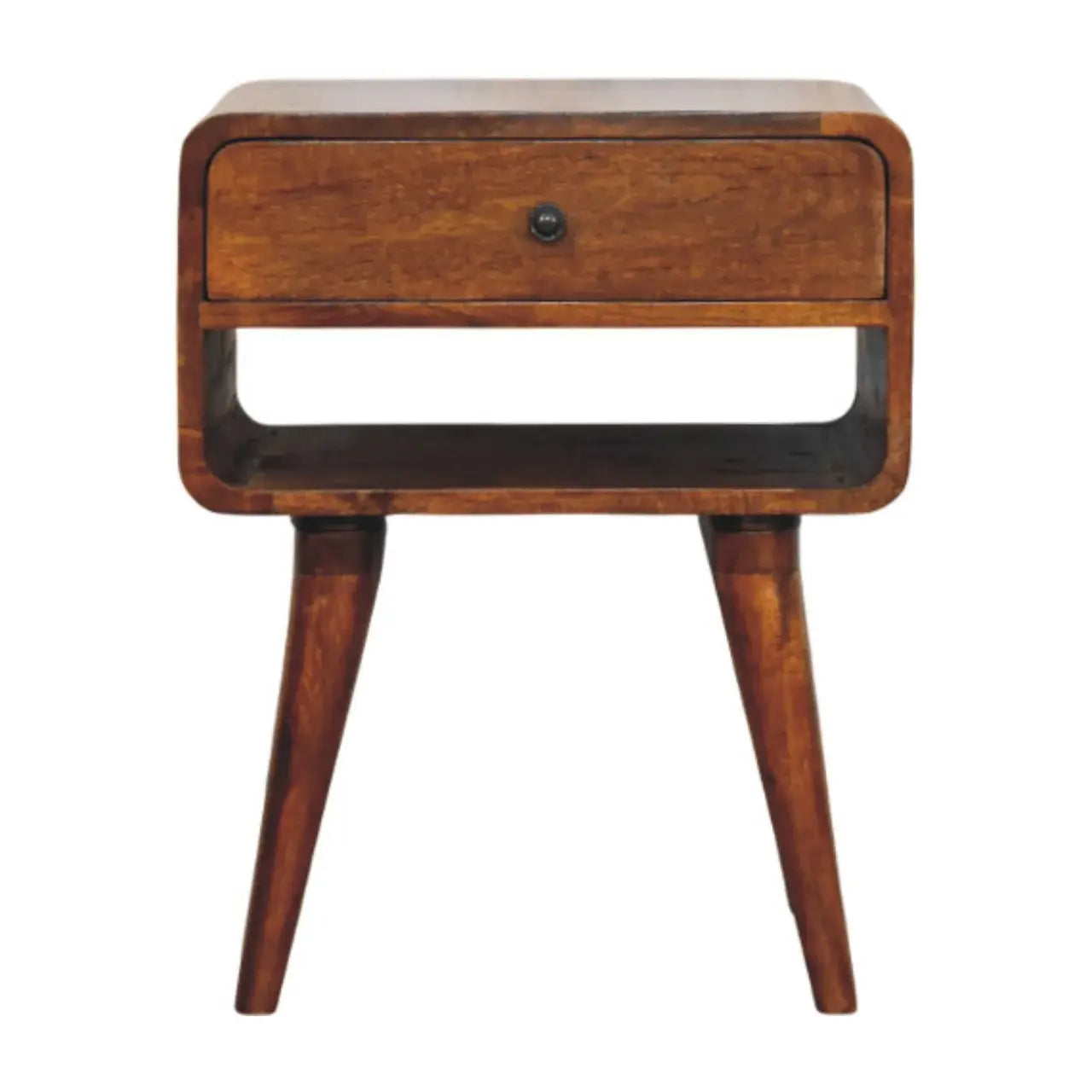 Avora Chestnut Nightstand with Drawer and open slot - Artisan Furniture - Flyclothing LLC