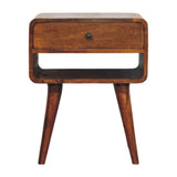 Avora Chestnut Nightstand with Drawer and open slot - Artisan Furniture - Flyclothing LLC
