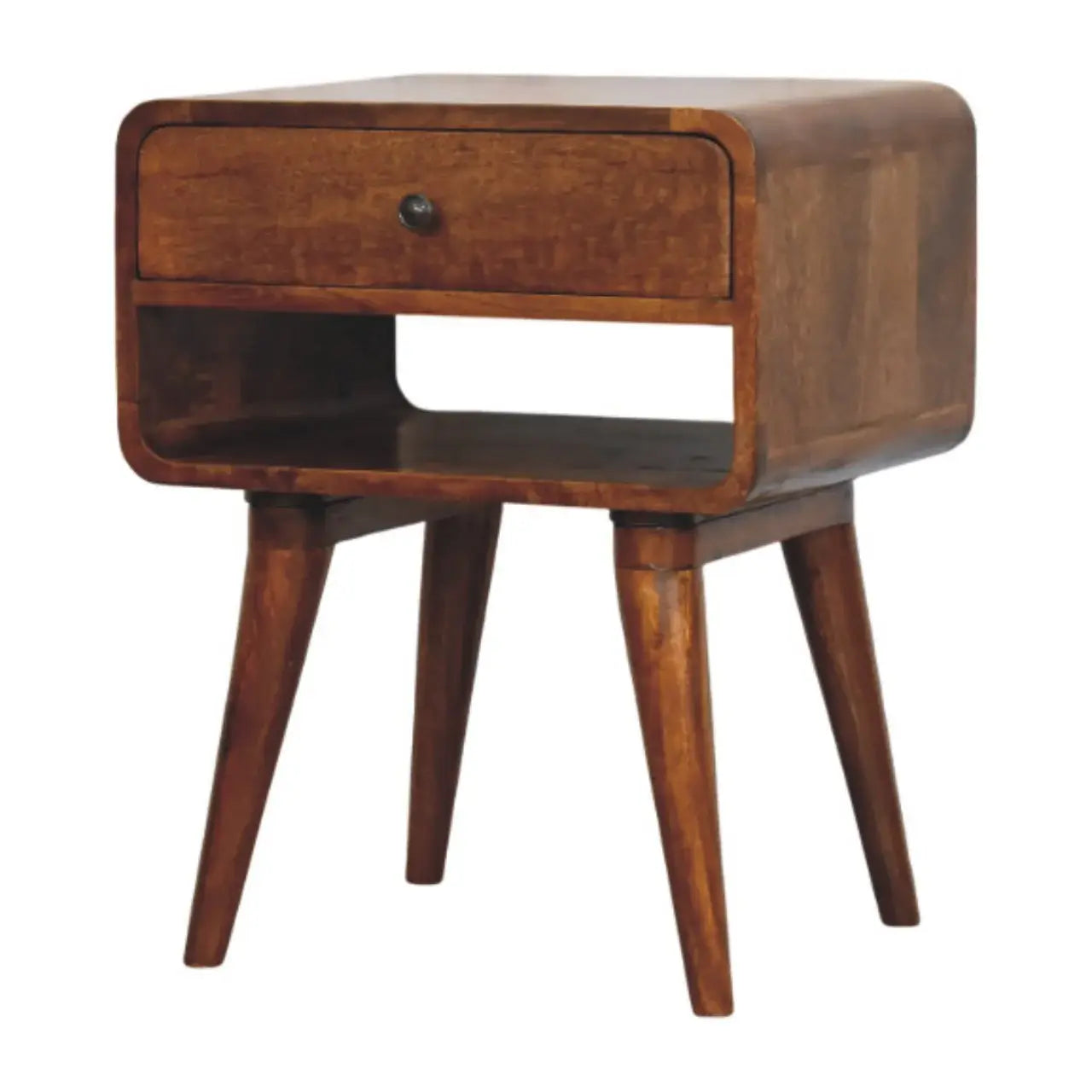 Avora Chestnut Nightstand with Drawer and open slot - Artisan Furniture - Flyclothing LLC