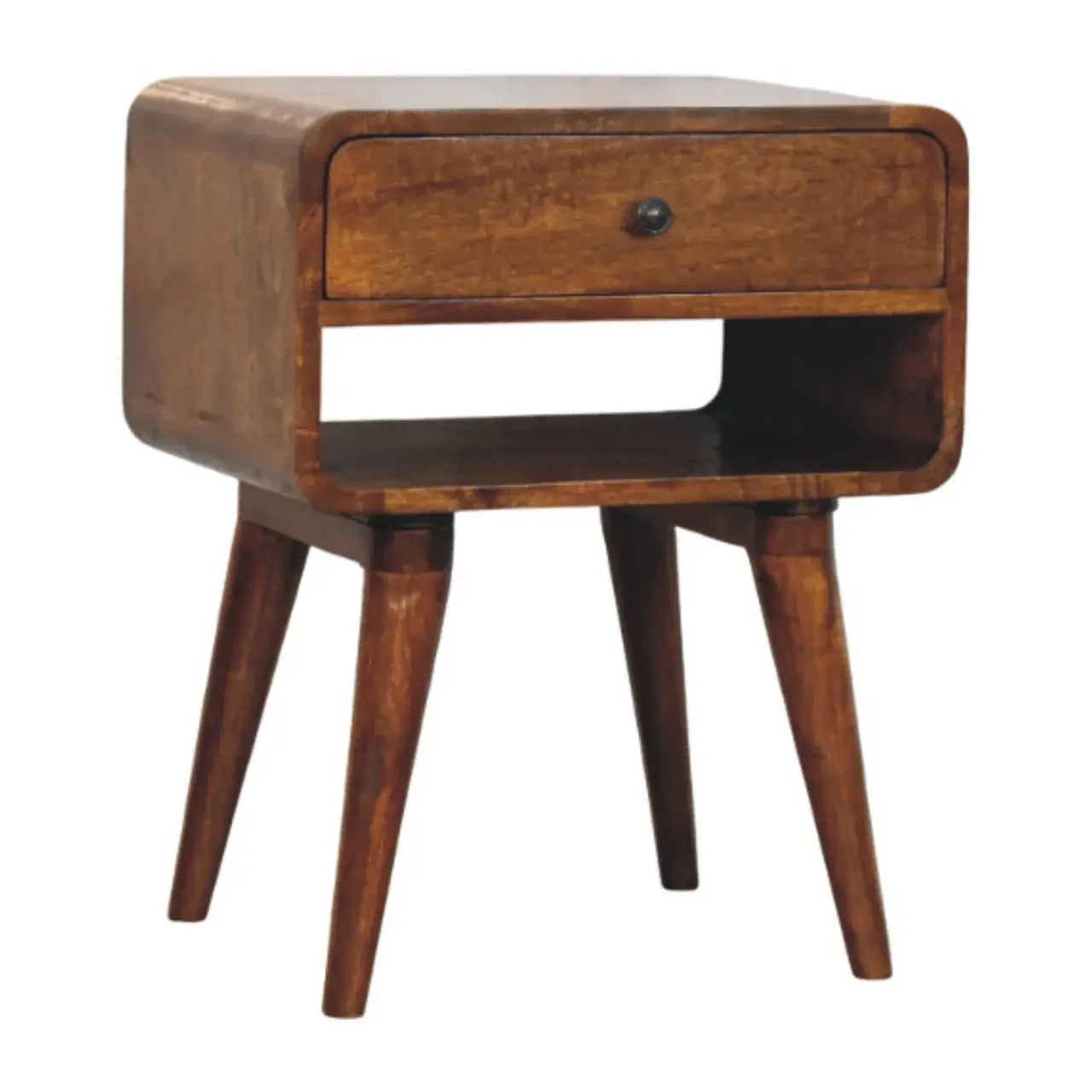 Avora Chestnut Nightstand with Drawer and open slot - Artisan Furniture - Flyclothing LLC