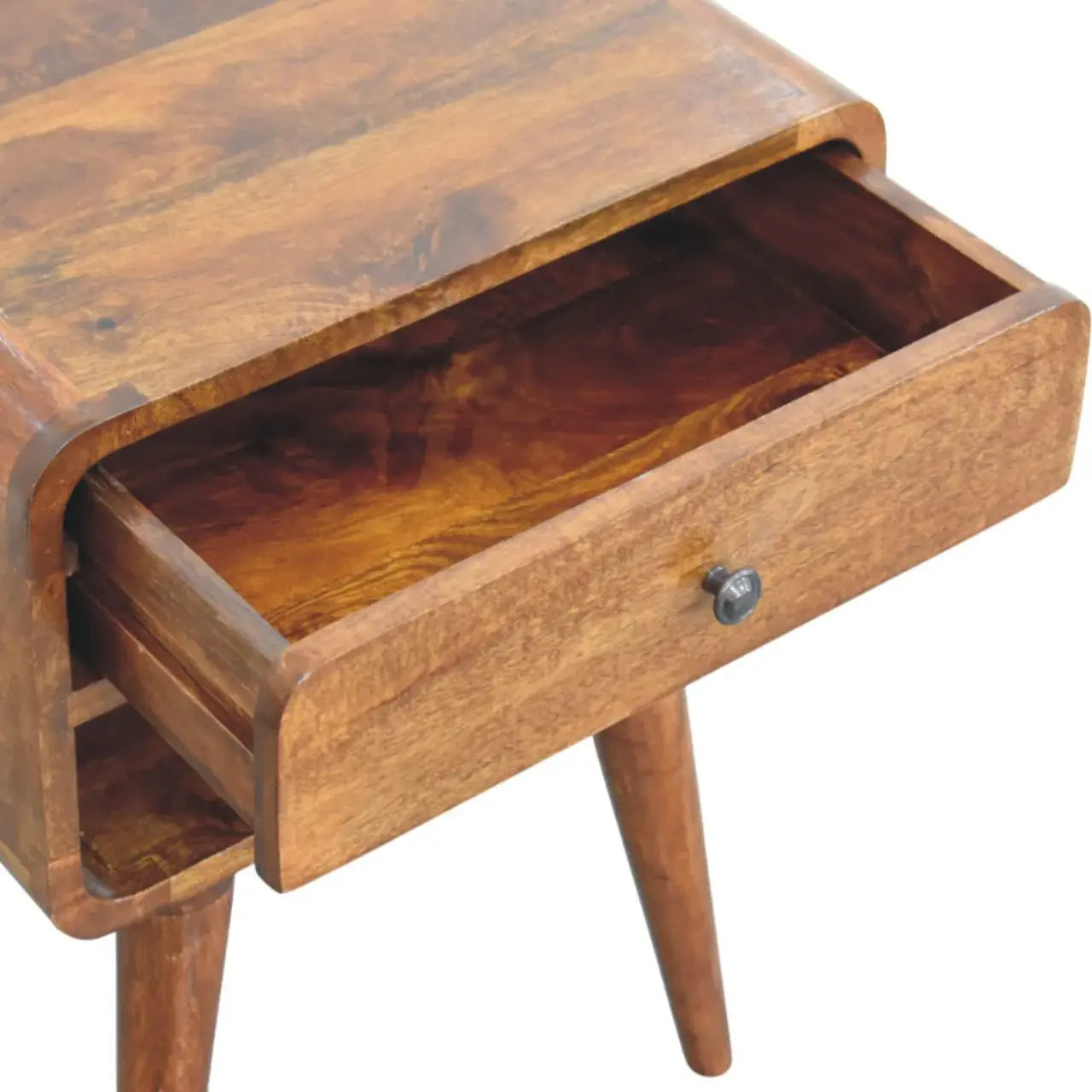Avora Chestnut Nightstand with Drawer and open slot - Artisan Furniture - Flyclothing LLC