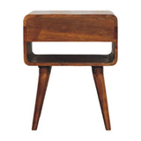 Avora Chestnut Nightstand with Drawer and open slot - Artisan Furniture - Flyclothing LLC