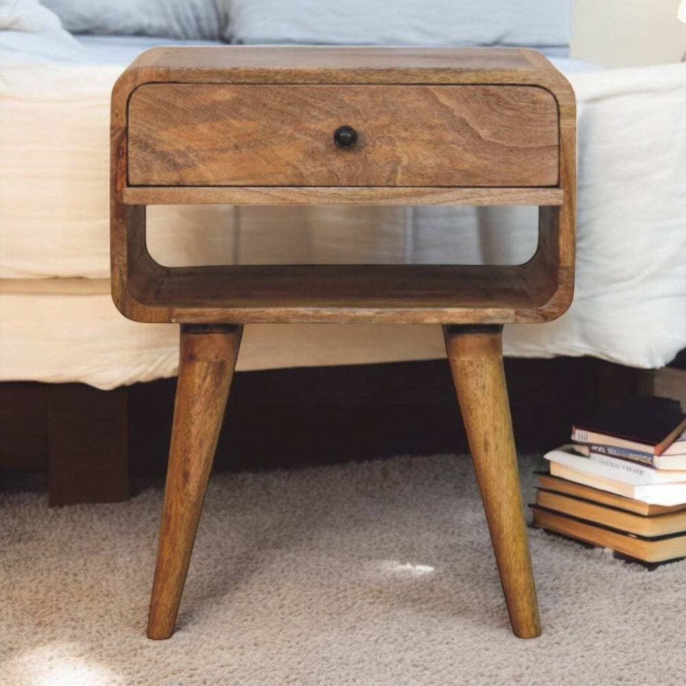 Avora Oak-ish Nightstand with Drawer and open slot - Artisan Furniture - Flyclothing LLC