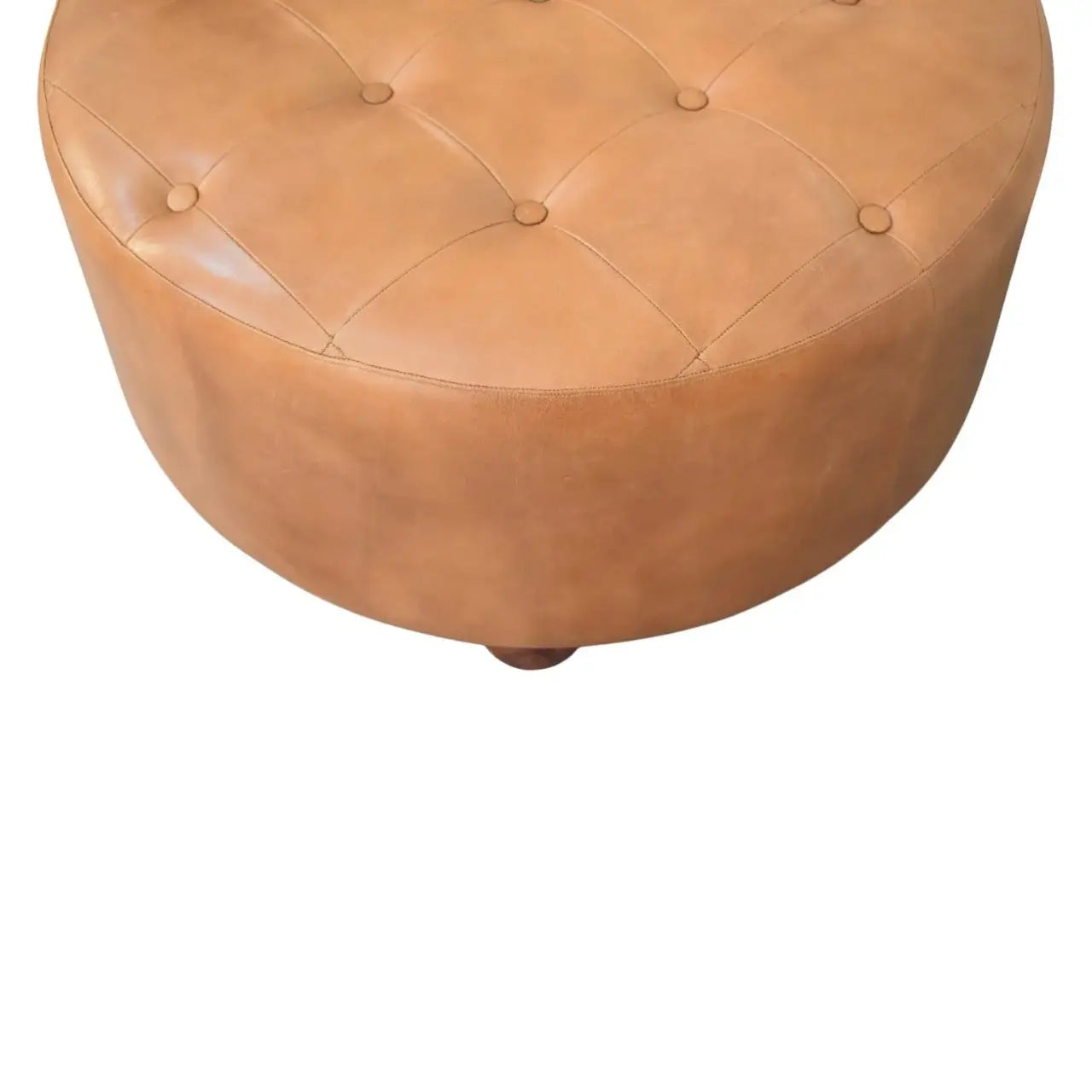 Brown Buffalo hide leather Round Ottoman - Artisan Furniture - Flyclothing LLC