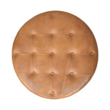 Brown Buffalo hide leather Round Ottoman - Artisan Furniture - Flyclothing LLC