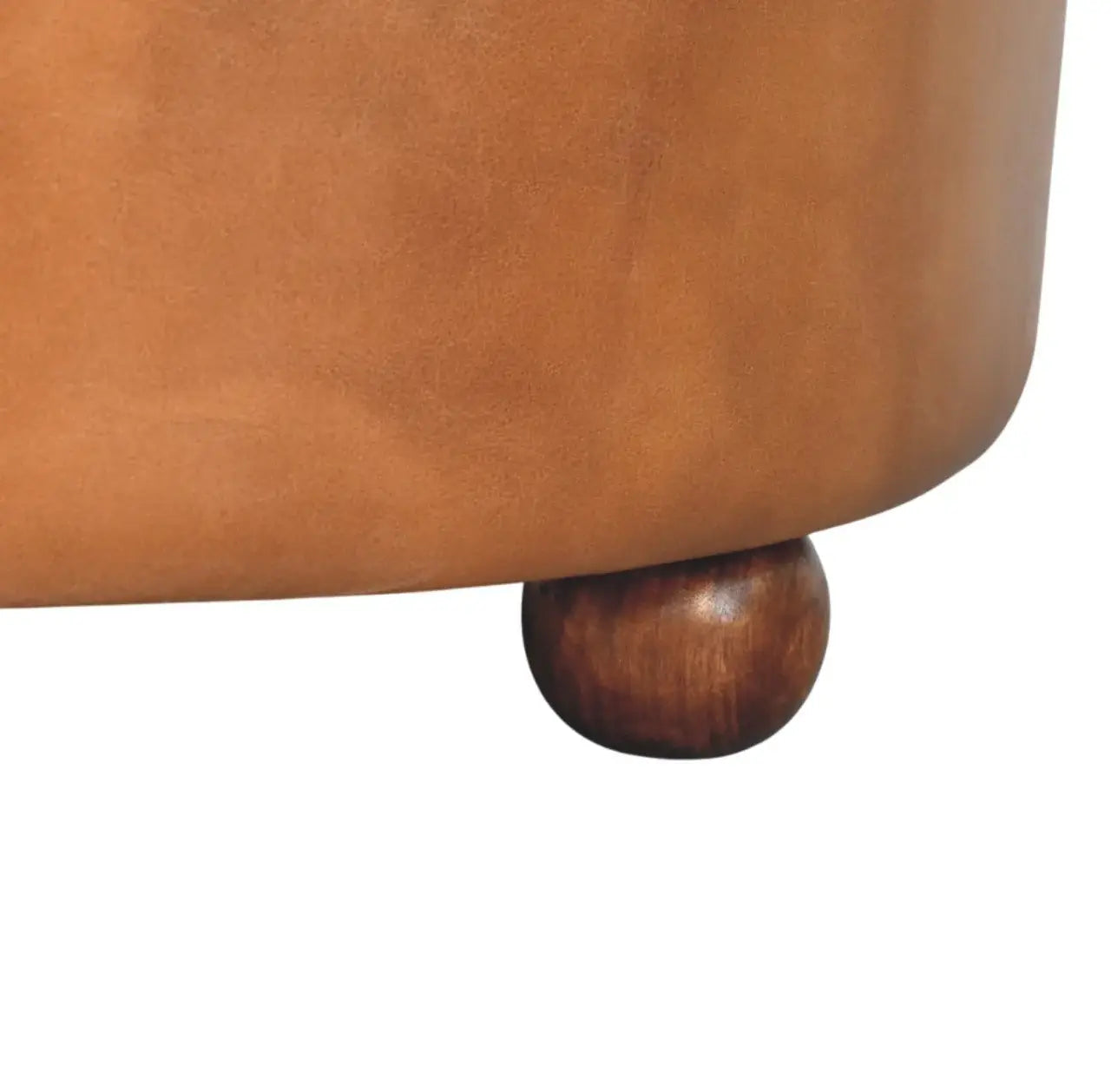 Brown Buffalo hide leather Round Ottoman - Artisan Furniture - Flyclothing LLC