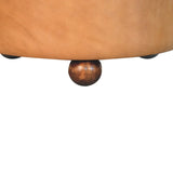 Brown Buffalo hide leather Round Ottoman - Artisan Furniture - Flyclothing LLC