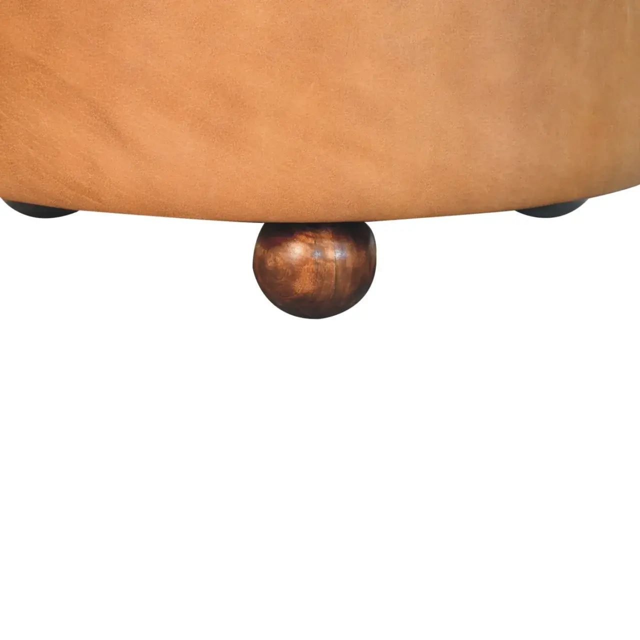 Brown Buffalo hide leather Round Ottoman - Artisan Furniture - Flyclothing LLC
