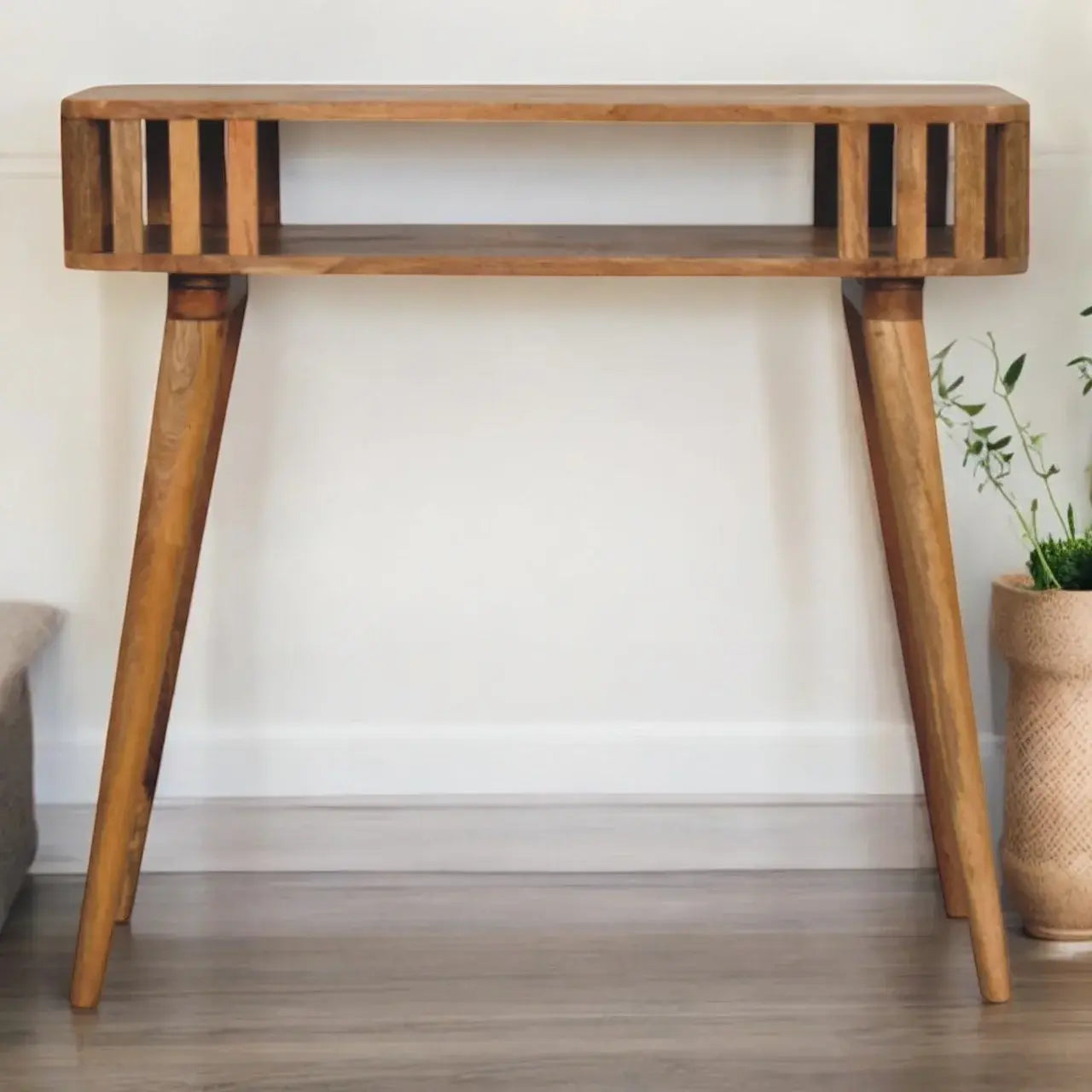 Slatted Oak-ish Console - Artisan Furniture - Flyclothing LLC