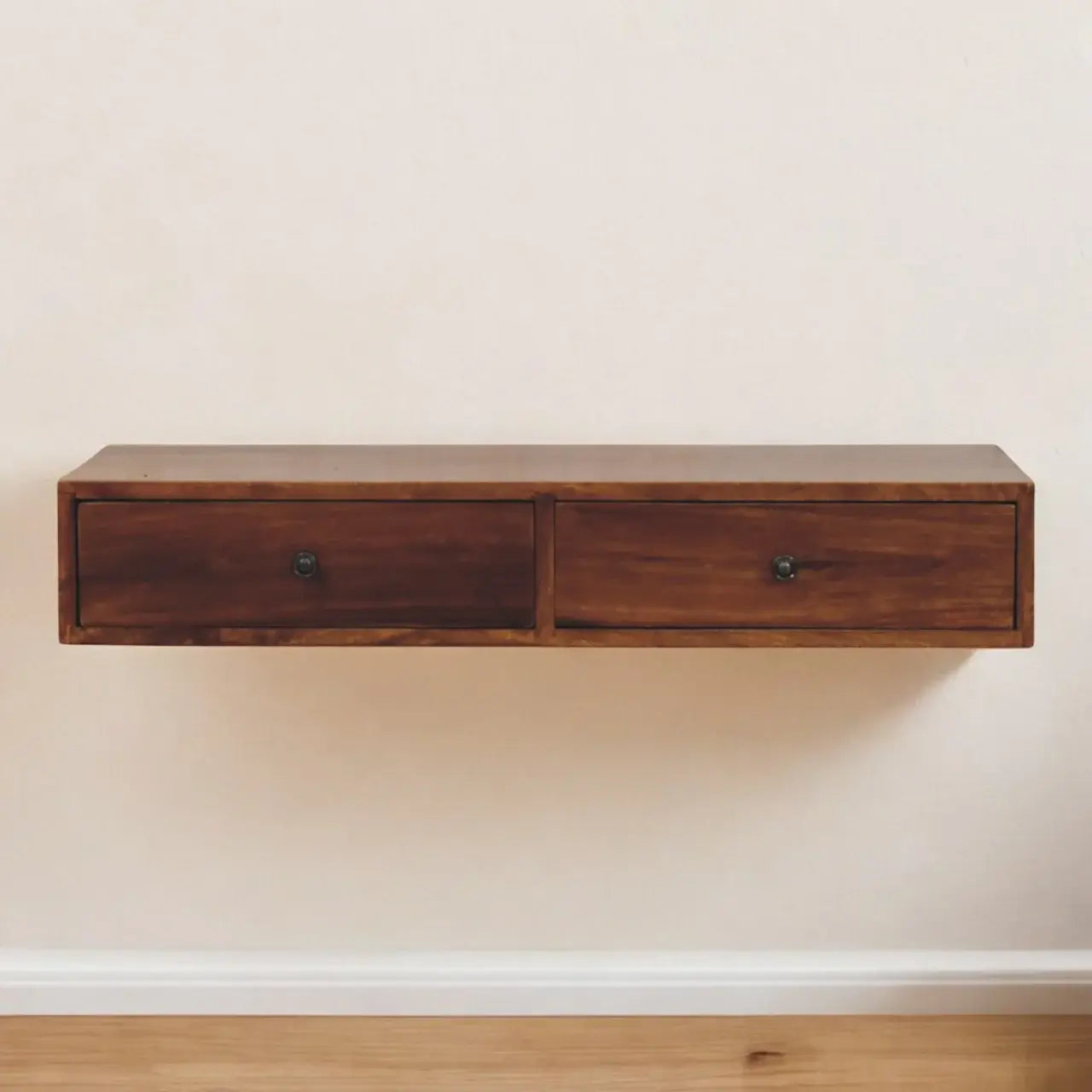 Lunar 2 Drawer Chestnut Wall Mounted Console - Artisan Furniture - Flyclothing LLC